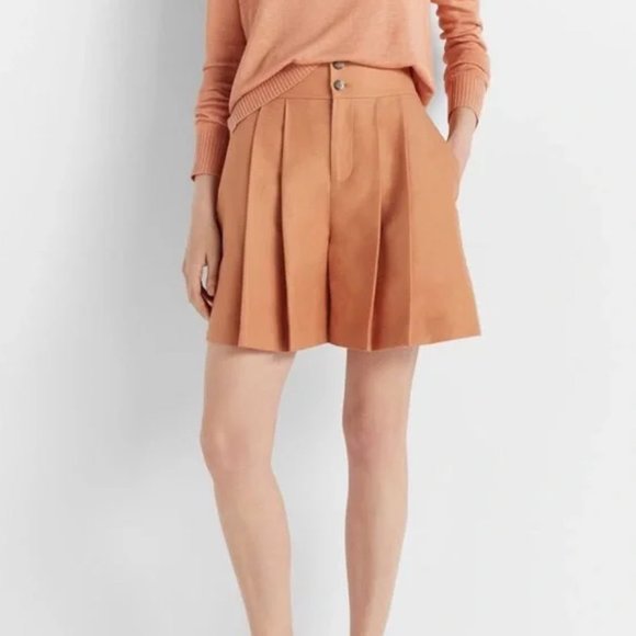 Club Monaco High Waisted Sandstone Linen Shorts - Picture 1 of 3